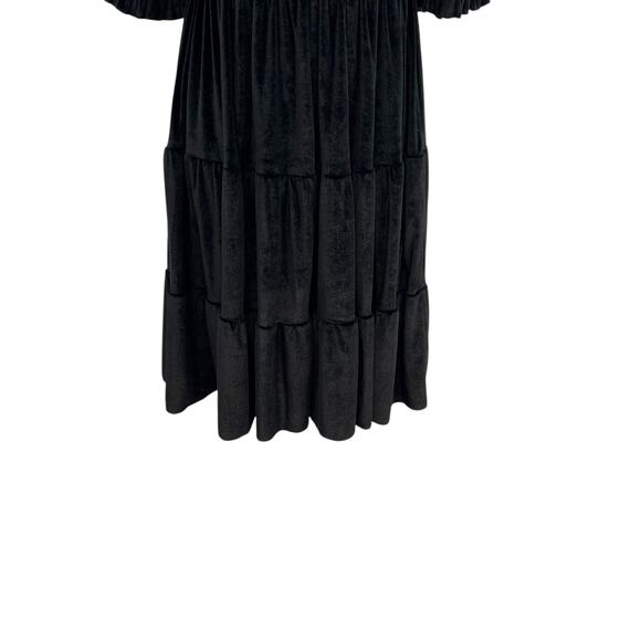 Baltic Born Bliss Smocked Velvet Dress Mini Tiered Black Size Medium - Picture 6 of 11